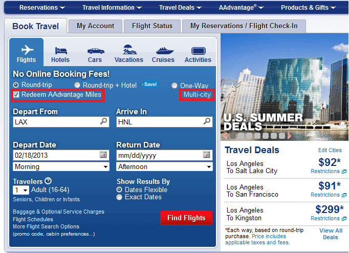 How to Book Free Stopovers Online: American Airlines