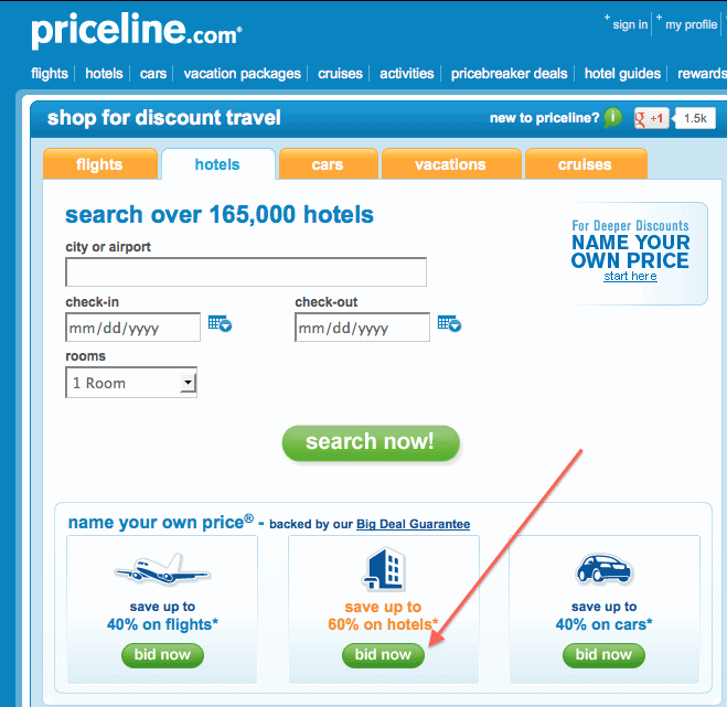 Free First Class Next Month Name Your Own Price on Priceline to Save
