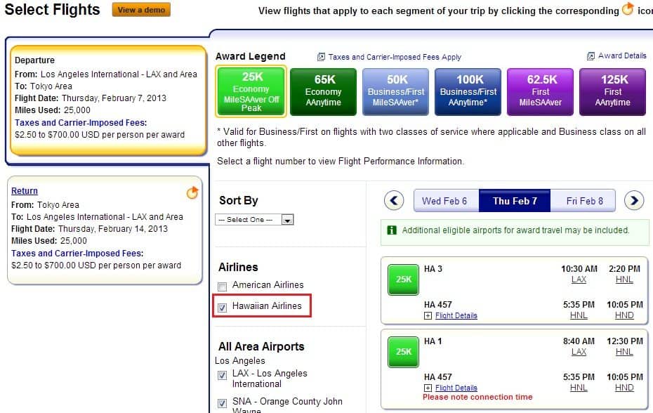 Hawaiian Airlines Miles Chart