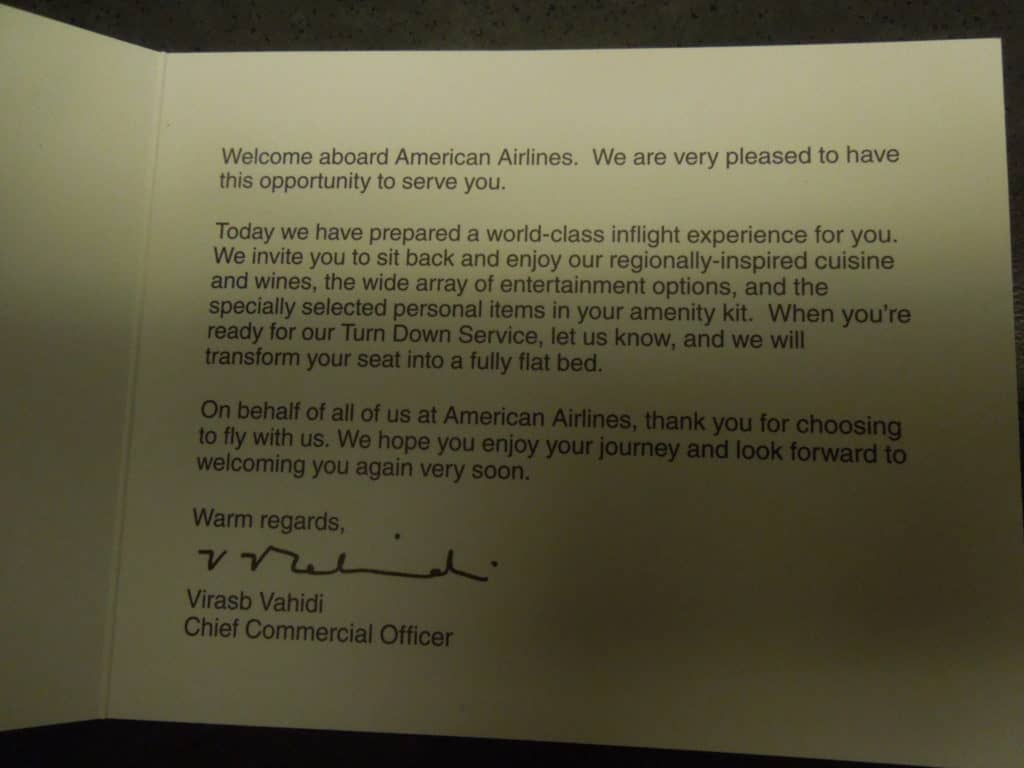 letter opening thank you Airlines Trip Class Flagship American Report: from First