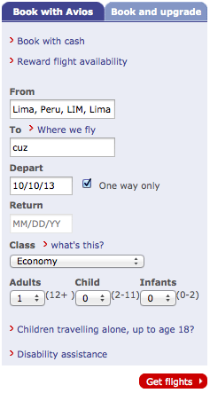 Lan Airlines Award Chart