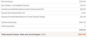 Air Canada YQ Breakdown