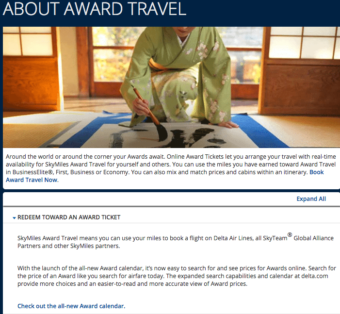 Delta Airlines Partner Award Chart