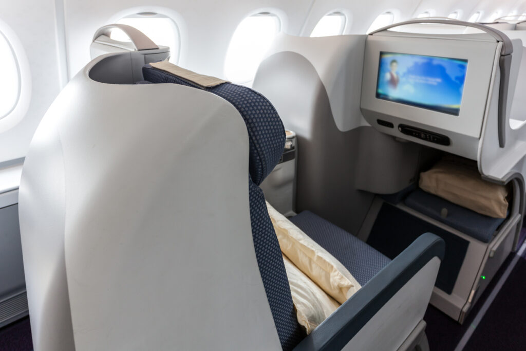 Empty business-class seat available for award booking