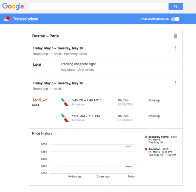 google flights tracker