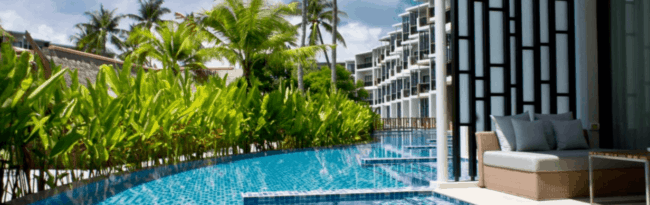 First floor rooms at the Holiday Inn Phuket Mai Khao Beach Resort have balconies that turn into infinity pools