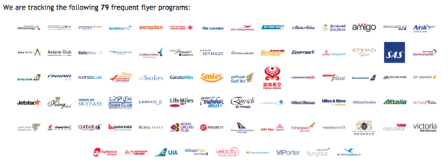 Miles.biz shows mileage prices from all of these frequent flyer programs.