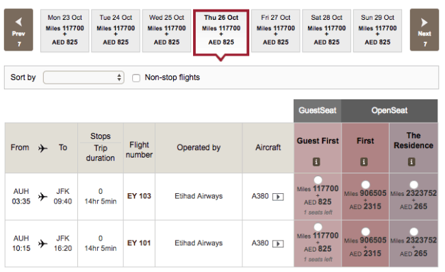 The Guest First award space is Etihad's name for Saver level space, meaning it's bookable with partner miles.