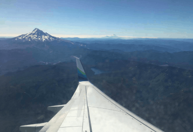 View from the wing, no pun intended, on the decent into Portland