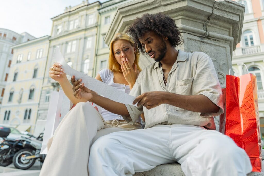 Couple is shocked when checking their bill after overspending