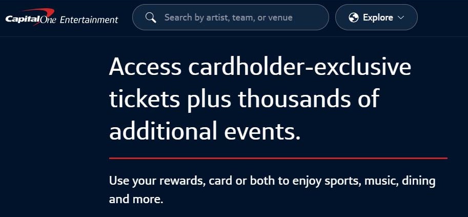 Capital One Entertainment website