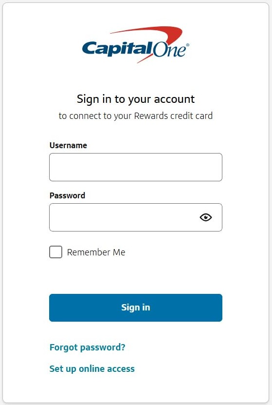 Capital One login page.