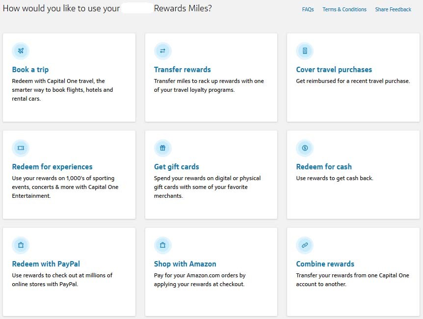 Capital One rewards redemption options