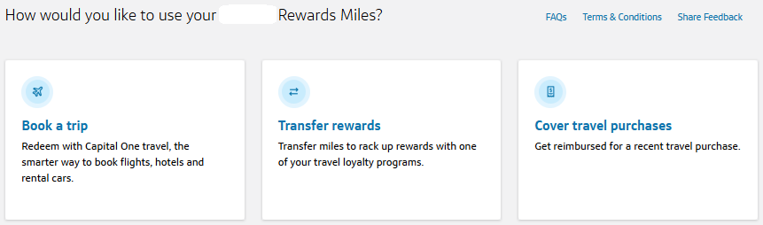 Capital One "Transfer Rewards" option