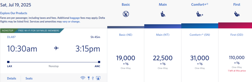 Delta flight from Los Angeles (LAX) to Anchorage