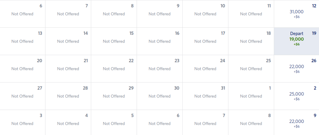 Delta seasonal calendar flight