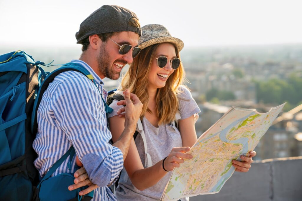 Tourists traveled to Europe.