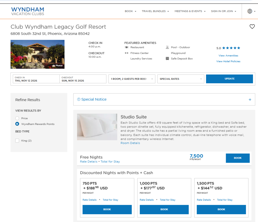 club wyndham legacy golf resort